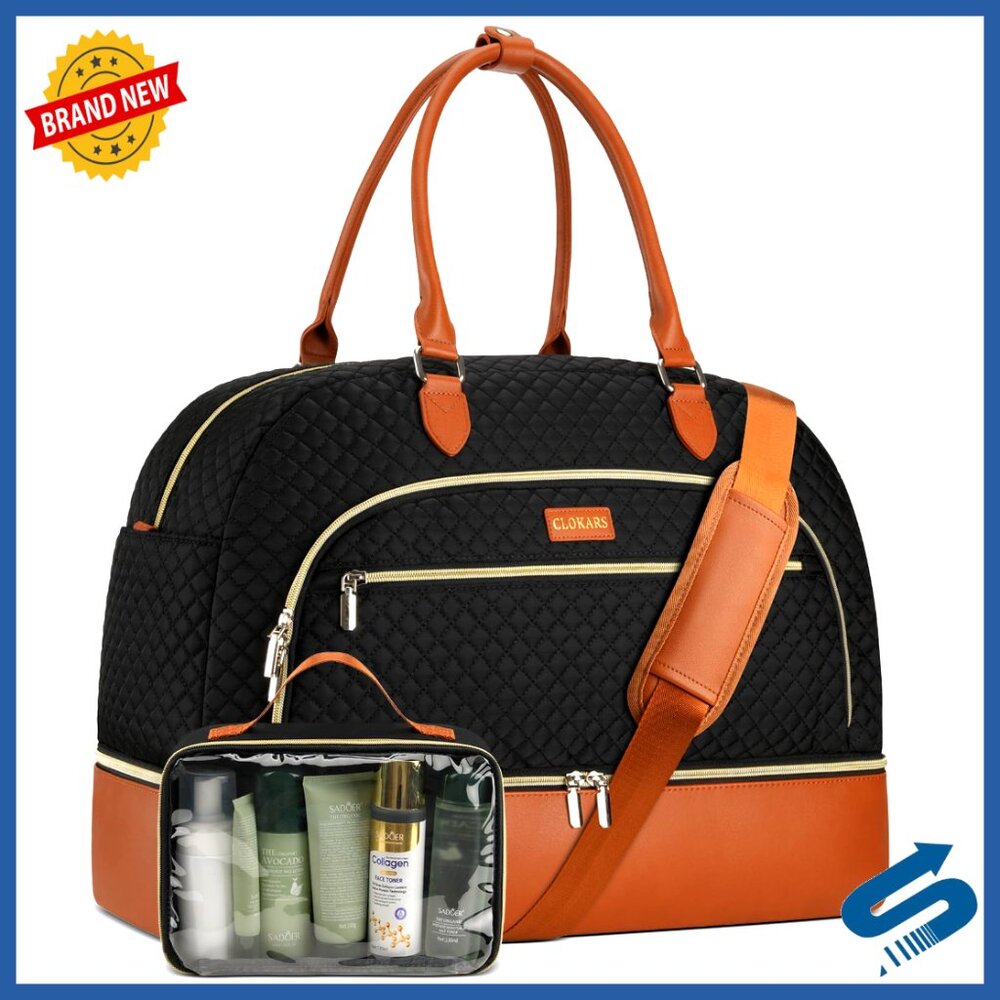 Large Travel Duffel Bag With Shoe Compartment And Toiletry Bag, Waterproof